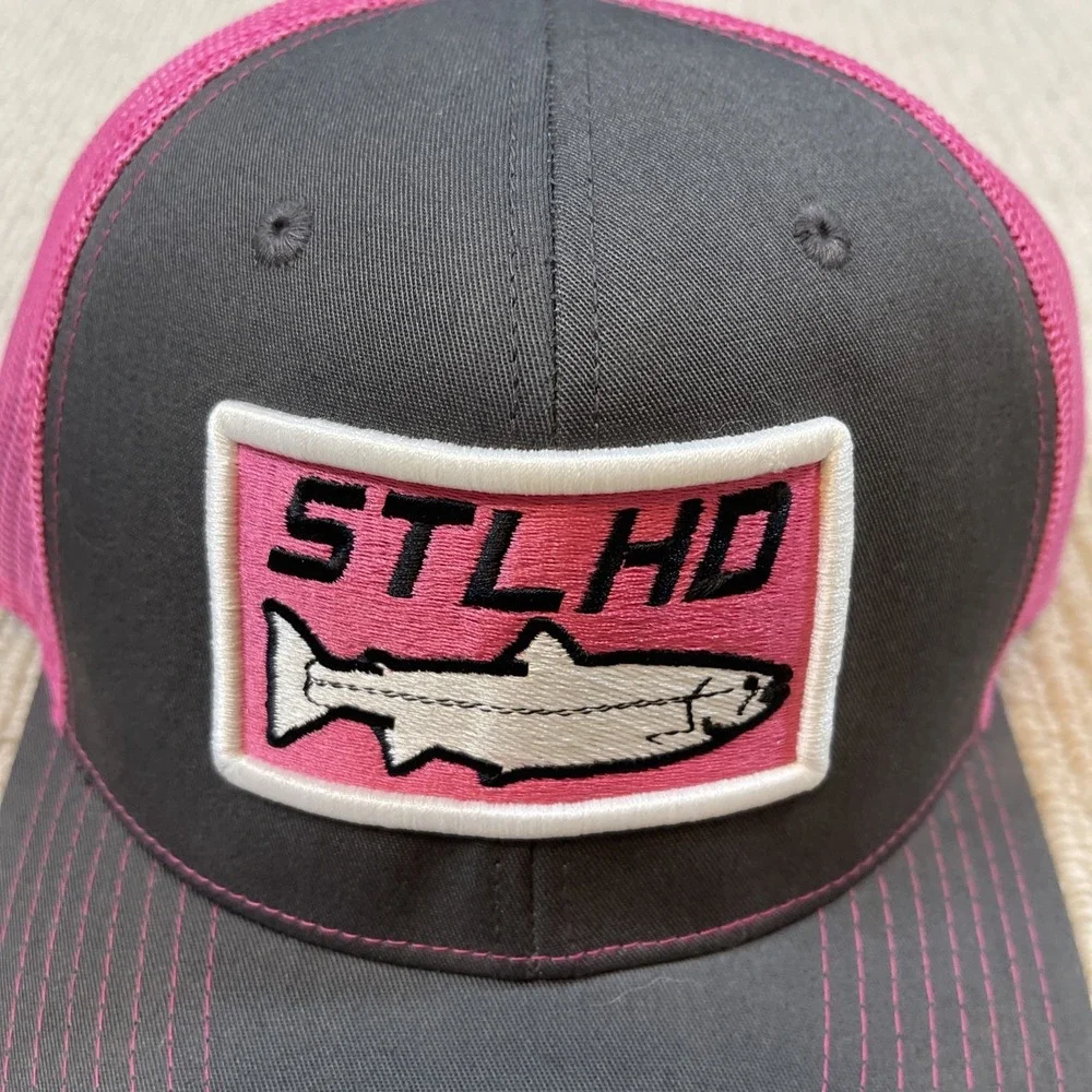 STLHD Standard Pink Gray Trucker Hat Fishing